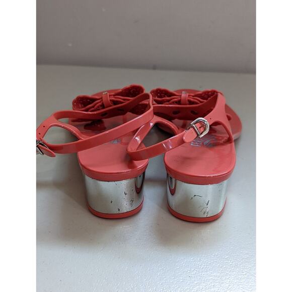 Salvatore Ferragamo Size 9 Perala Bow Strap Jelly Thong Sandals Coral - Picture 7 of 12